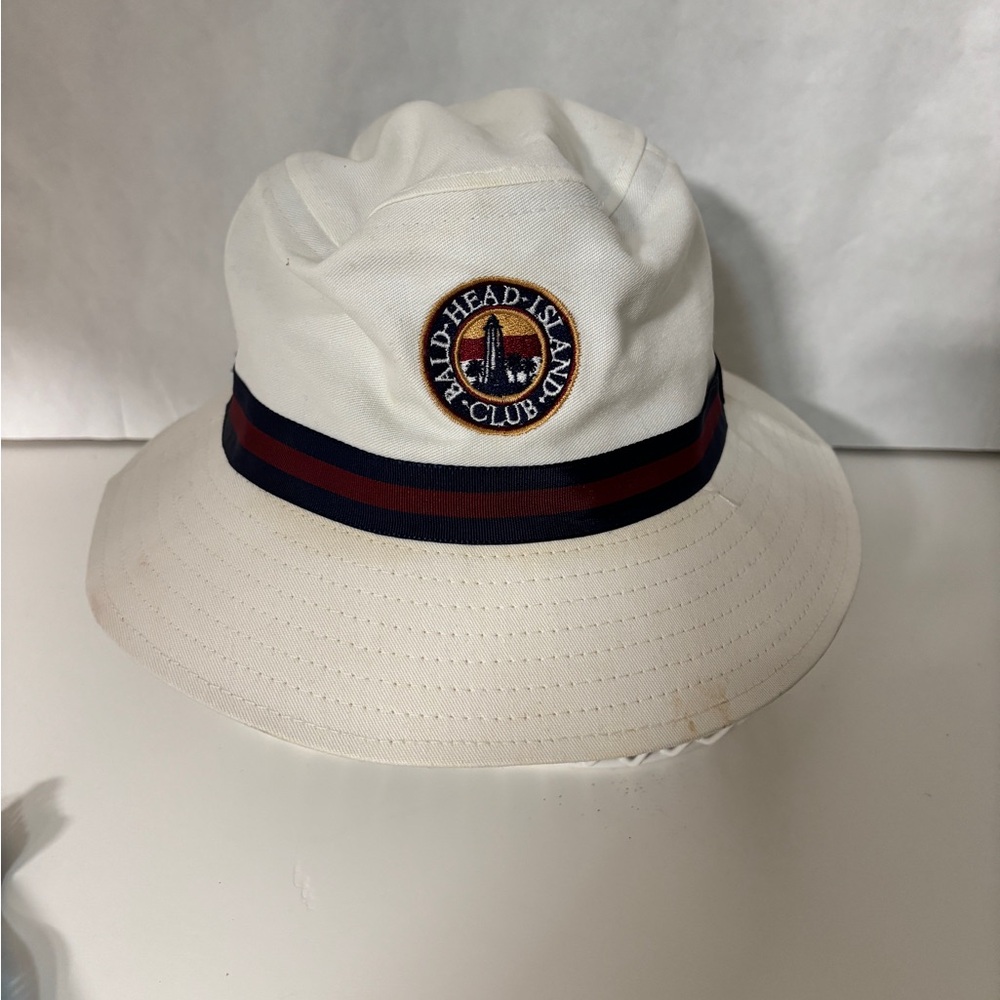 FAST-TAB Bald Head Island Club White Bucket Hat with Embroidered Patch